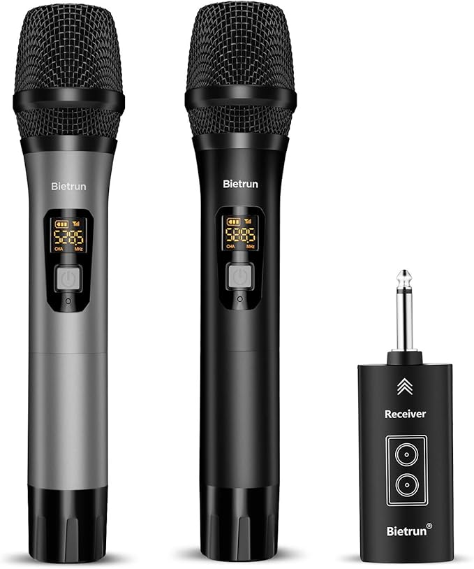 Wireless Microphone with Bluetooth, Professional UHF Dual