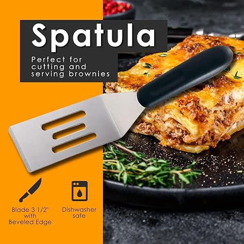 Miniatura 2 de Mini espátula de acero inoxidable, espátula de cocina culinaria para servir y girar, mini espátula ranurada para voltear, cocinar y hornear,