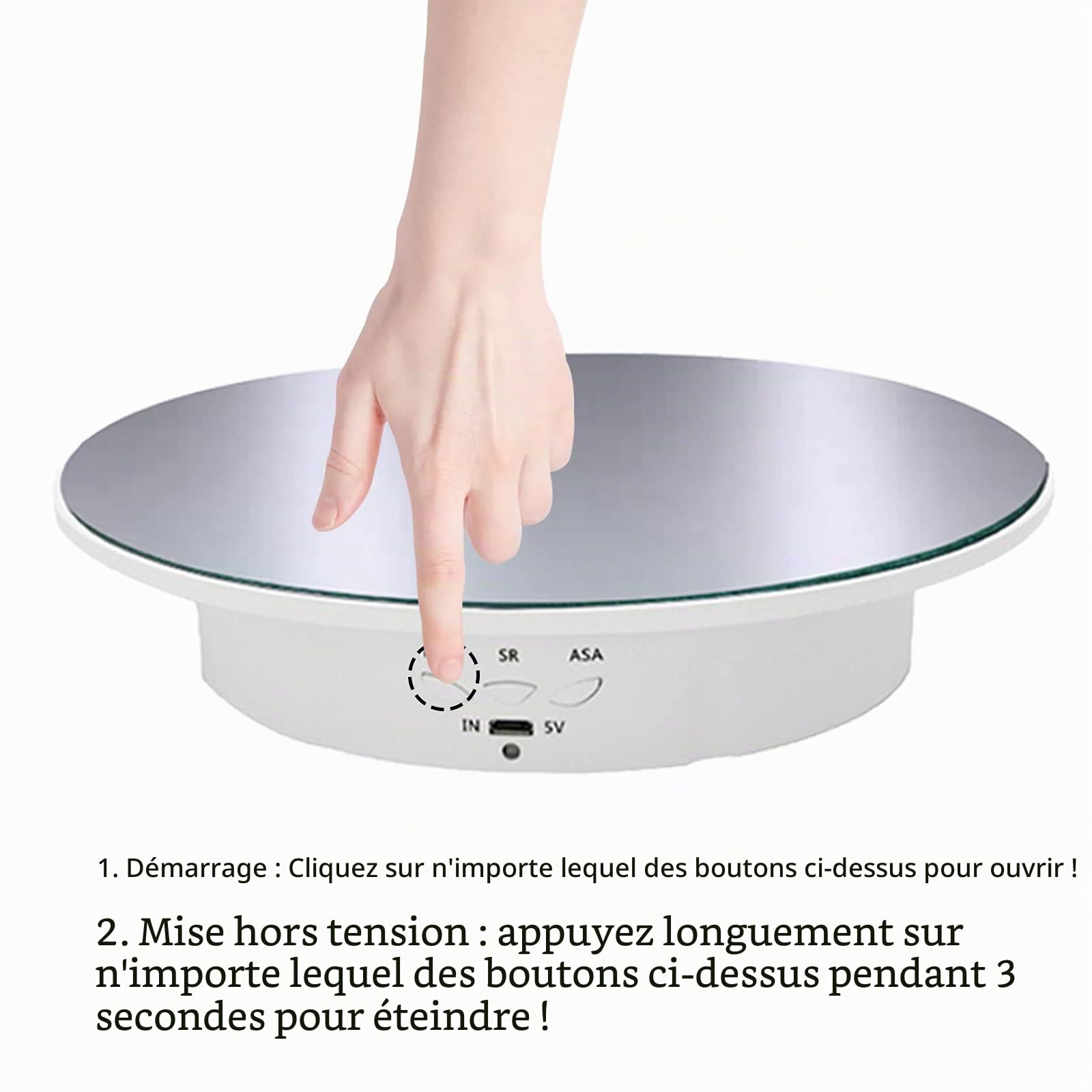 CDIYTOOL Présentoir motorisé pour Platine tournante électrique 90-180-360 degrés, Charge 8 kg, diamètre 20 cm, avec 5 Fonds en PVC