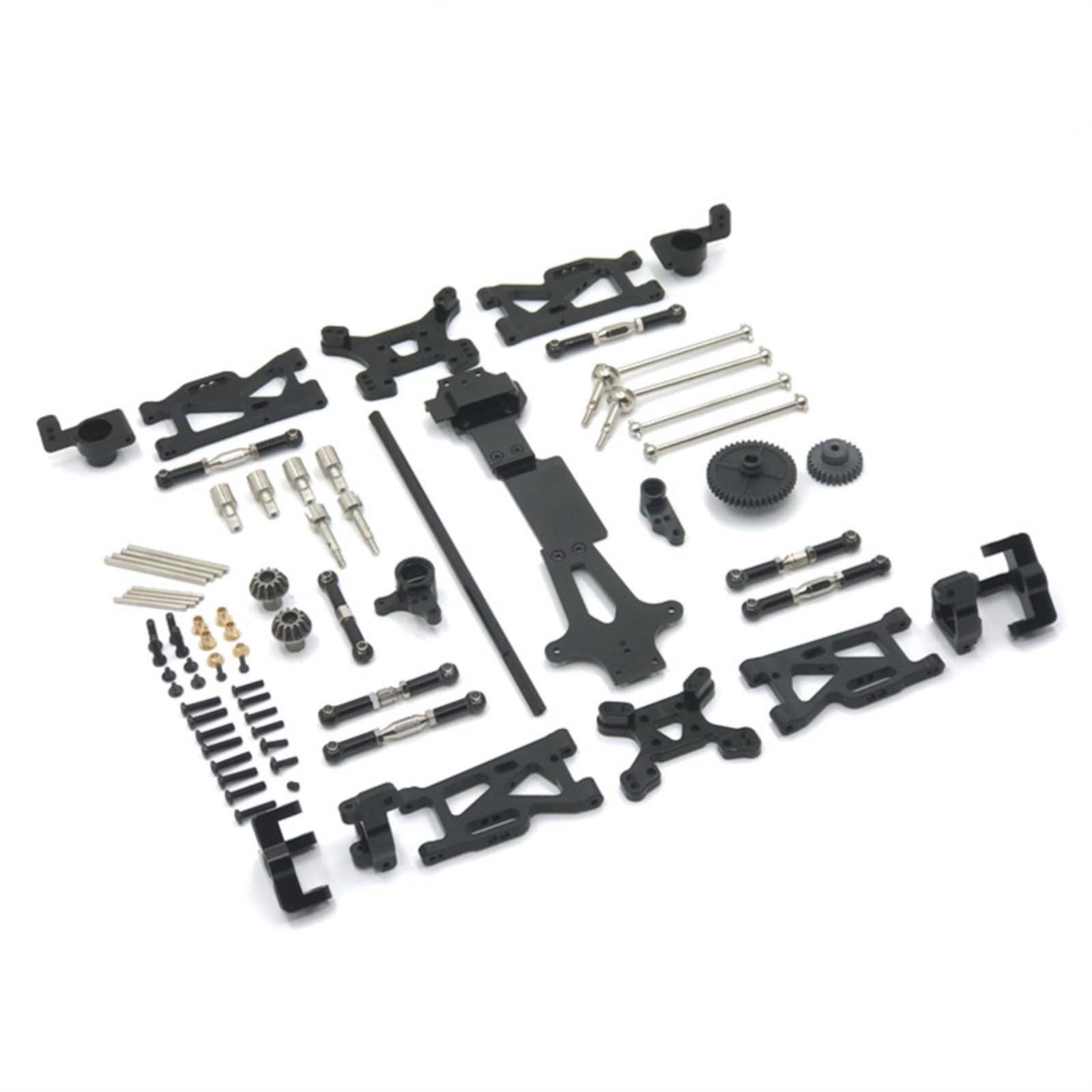 Componenti Industriali Set Sospensione RC Upgrade Metallo Completo Ricambi Cuscinetti Assi CVD Snodi Sterzo Ingranaggi Alberi, Nero