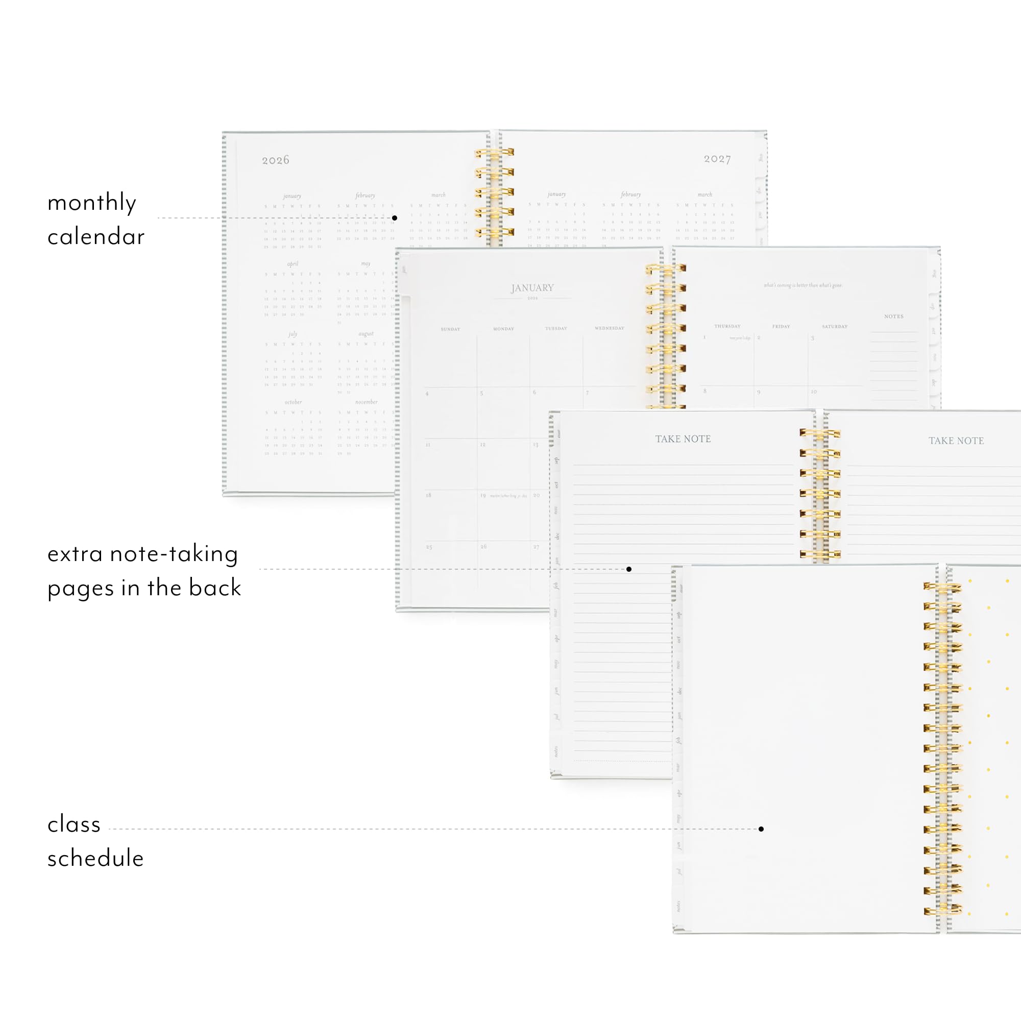 Sugar Paper Agenda accademica 2026 2027, planner mensile per scuola, università e insegnanti, calendario con copertina rigida con pagine per appunti, segnalibri e chiusura con elastico (19,1 x 23,50