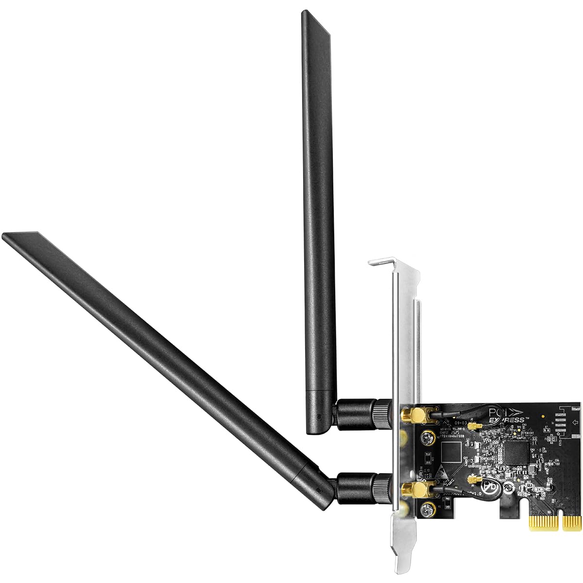 Cudy AC1300 Adaptador inalámbrico PCIe WiFi de doble banda para PC, 1300 Mbps WiFi 5 velocidades, 5 GHz/2.4 GHz, 2 antenas desmontables, compatible con Windows 11/10, incluye soportes estándar y de