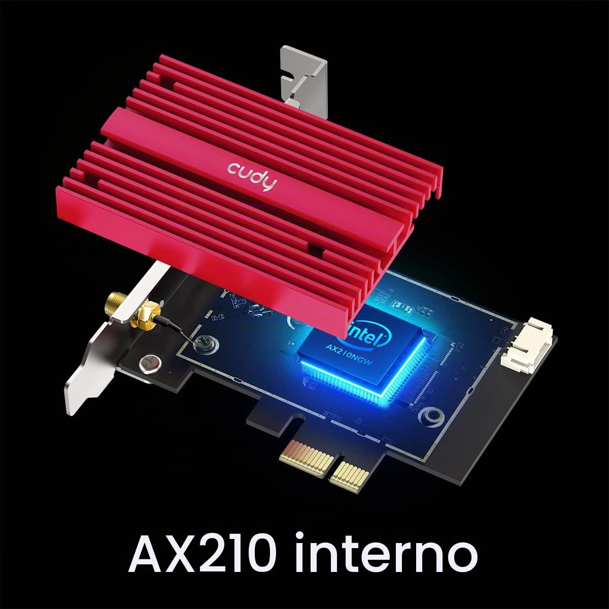 Cudy AX5400 WiFi 6E PCIe Card, Bluetooth 5.2 Adattatore PCIE, AX210, Adattatore Wireless a Banda Tri, Staffa a Basso Profilo, WPA3, Mu-Mimo, Ofma,Windows 11/10 64 Bits, WE4000