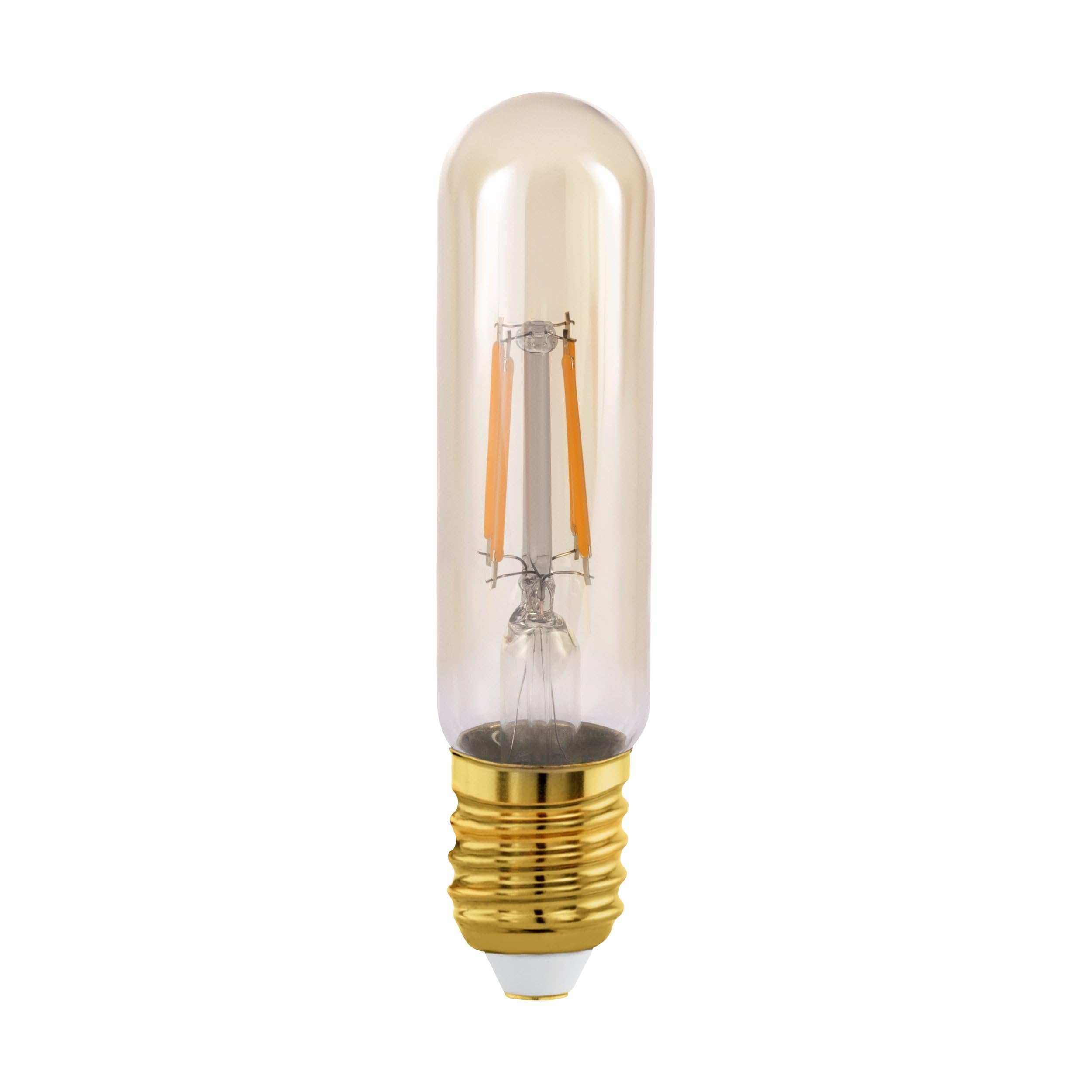 Eglo E27 LED Tube, Amber Vintage Filament Light Bulb, Tubular Edison lamp for Retro Lighting, 4 watt (Equivalent to 26 watt), 270 Lumen, Warm White Glow, 2200 Kelvin, T32, Ø 1.26"