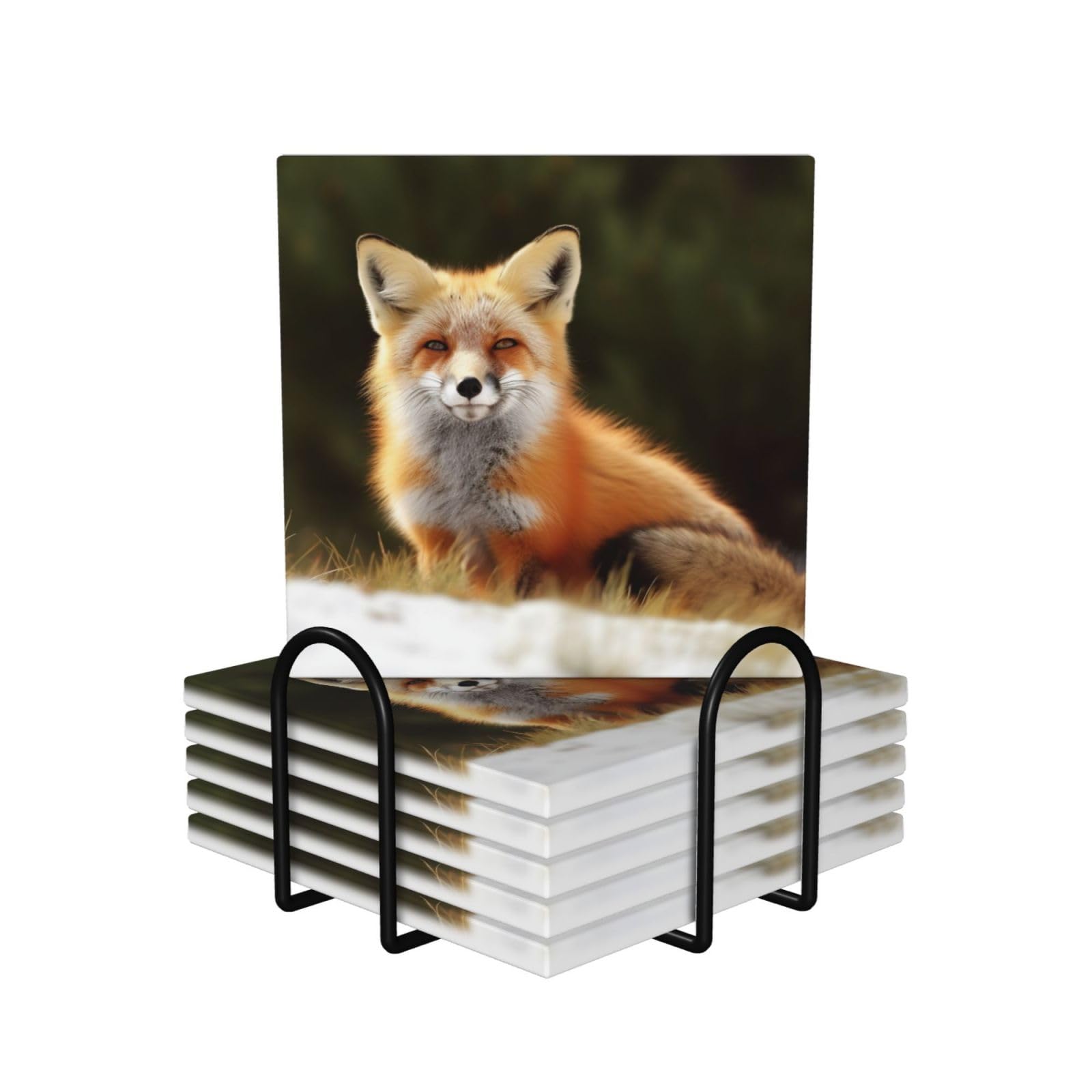 Dessous de verre céramique Funny Fox contre humidité et rayures de table
