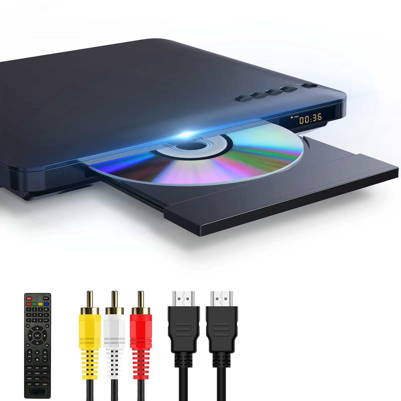 ミニDVDプレーヤー 全地域 DVD CD/ディスクプレーヤー HDMI/AV出力搭載テレビ用 HDMI/AVケーブル付き HD 1080P対応 PAL/NTSCシステム USB入力 日 ミニDVDプレーヤー 全地域 DVD CD/ディスクプレーヤー HDMI/AV