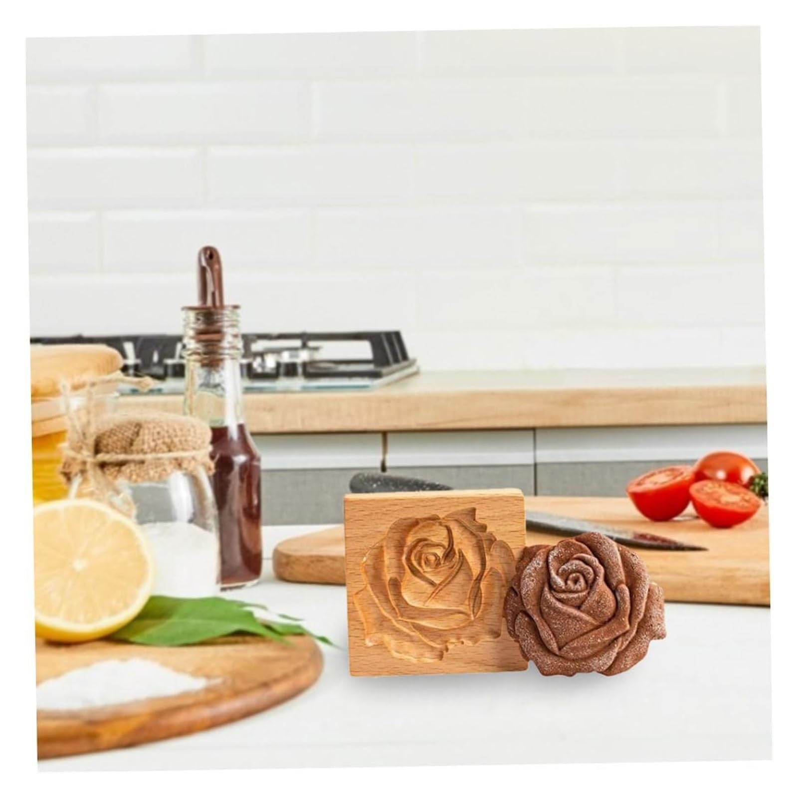 Forma do ciastek， DIY forma do pieczenia 3D Rose Press stempel na przyjęcie weselne przybory kuchenne, foremki ciastek