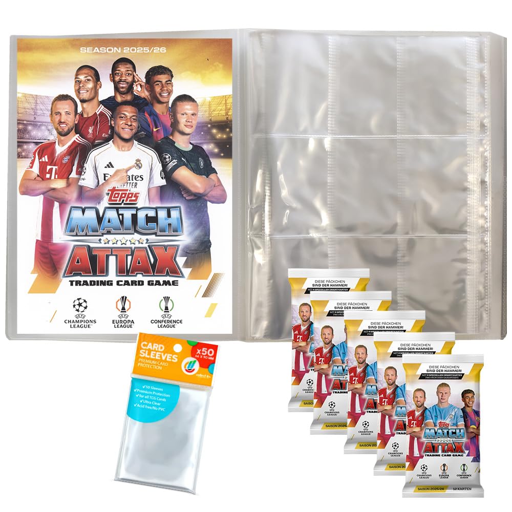 FIFA 365 Adrenalyn XL 2026 Sammelkarten Bundle - 1 Mappe + 10 Booster + Hüllen