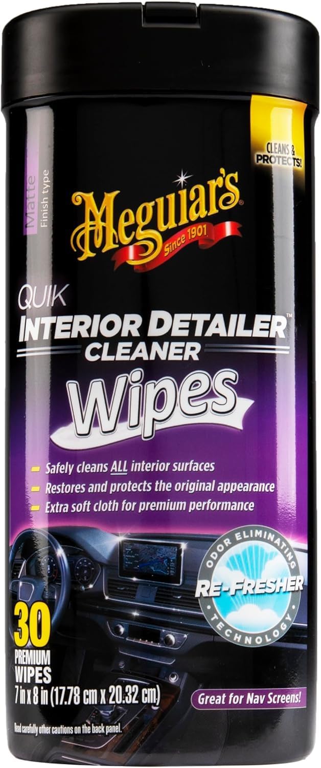Meguiar's Quik Interior Detailer Wipes, Cleans, Protects & Refreshes All Car Surfaces, 30 Ct, 3 Pack