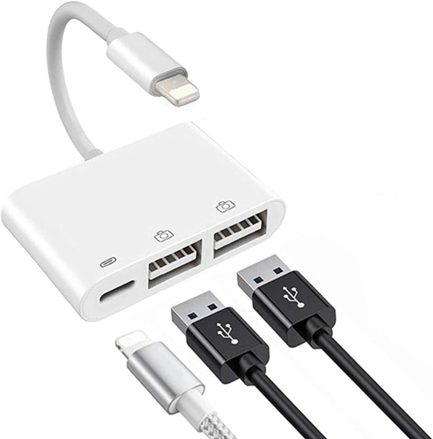 Lightning to USB3 Camera Adapter,rosyclo Apple MFi Certified 3 in 1 USB 2.0 Female Cable OTG Adapter with Charging Port,Compatible with iPhone12/11/11Pro/X/8/7/6/iPad,USB Drive,MIDI Keyboard,Mouse