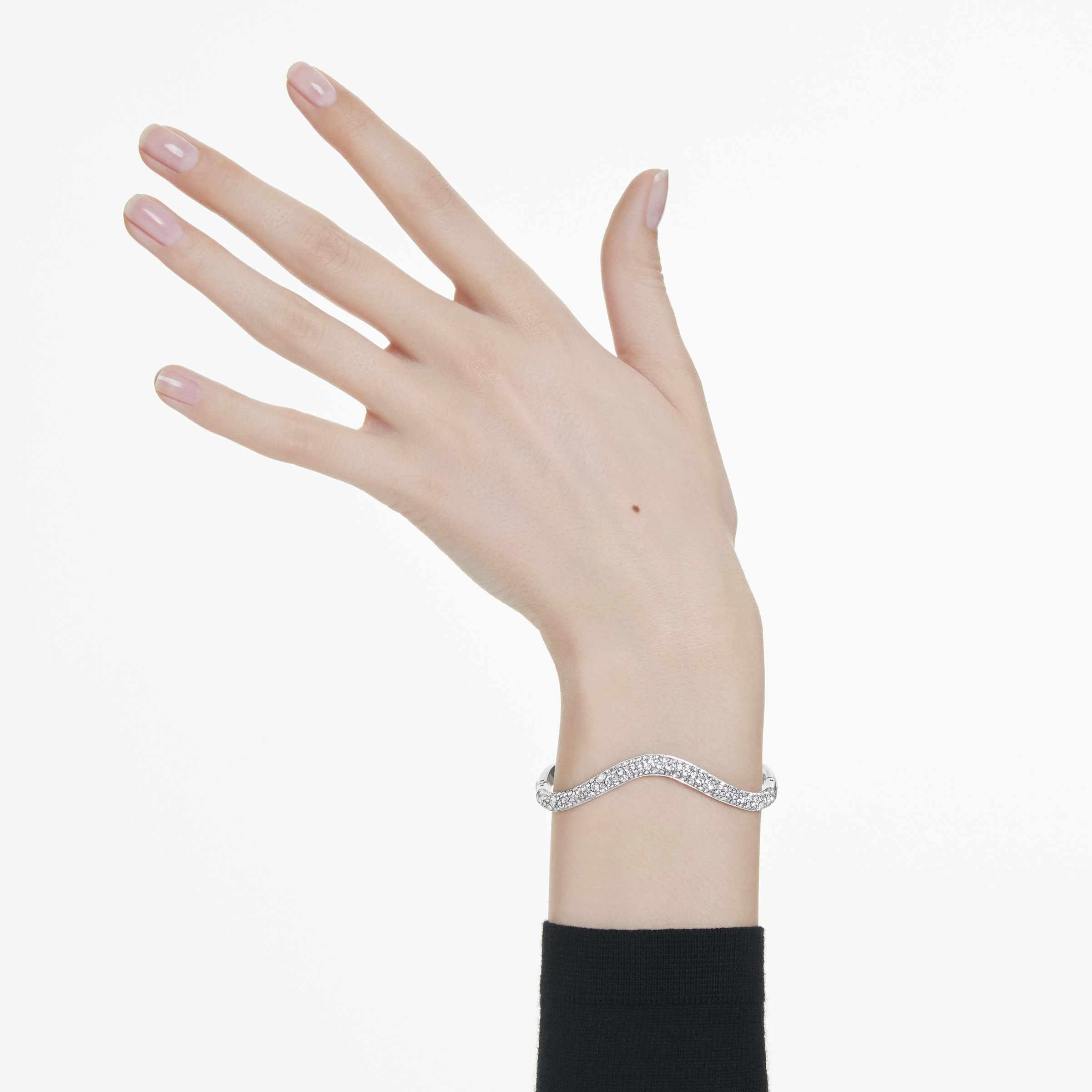 Swarovski Sublima Collezione bracciale jonc, taille ronde, blanc, plaqué rhodium