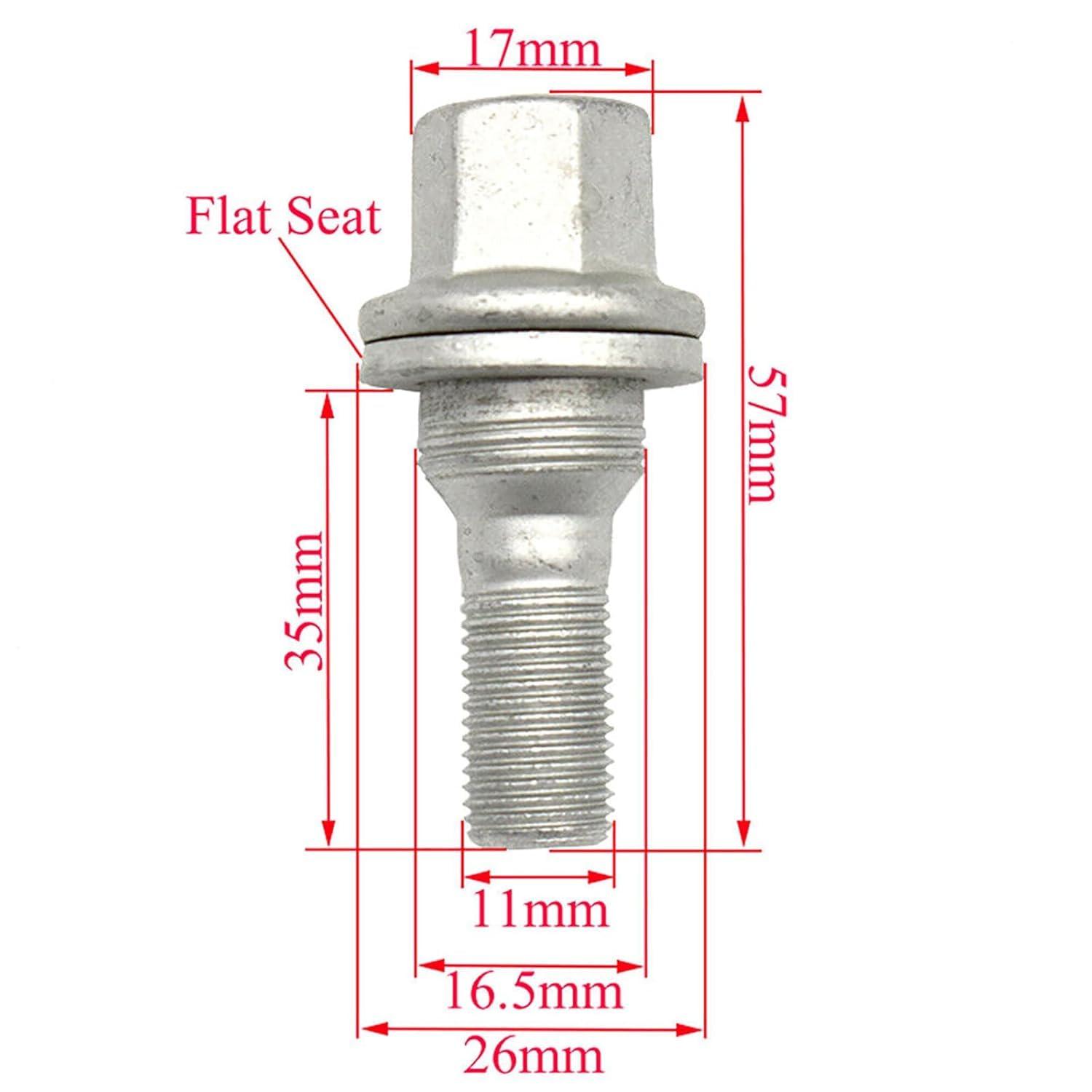 16 bulloni per ruote, M12 x 1,25, 9817024580, per Citroen, Peugeot, argento