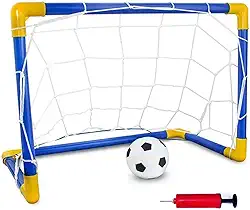 Kit Trave de Gol Infantil com Bola de Futebol Inflável e Bomba Portátil