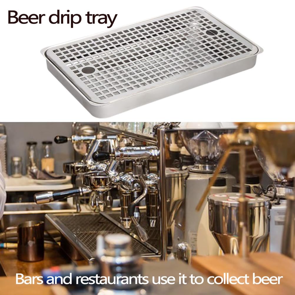 Bandeja de goteo de cerveza de acero inoxidable de 11.8 pulgadas, bandeja de drenaje rectangular para camareros, perfecta para cafeterías, camping y bares, herramienta para recoger agua