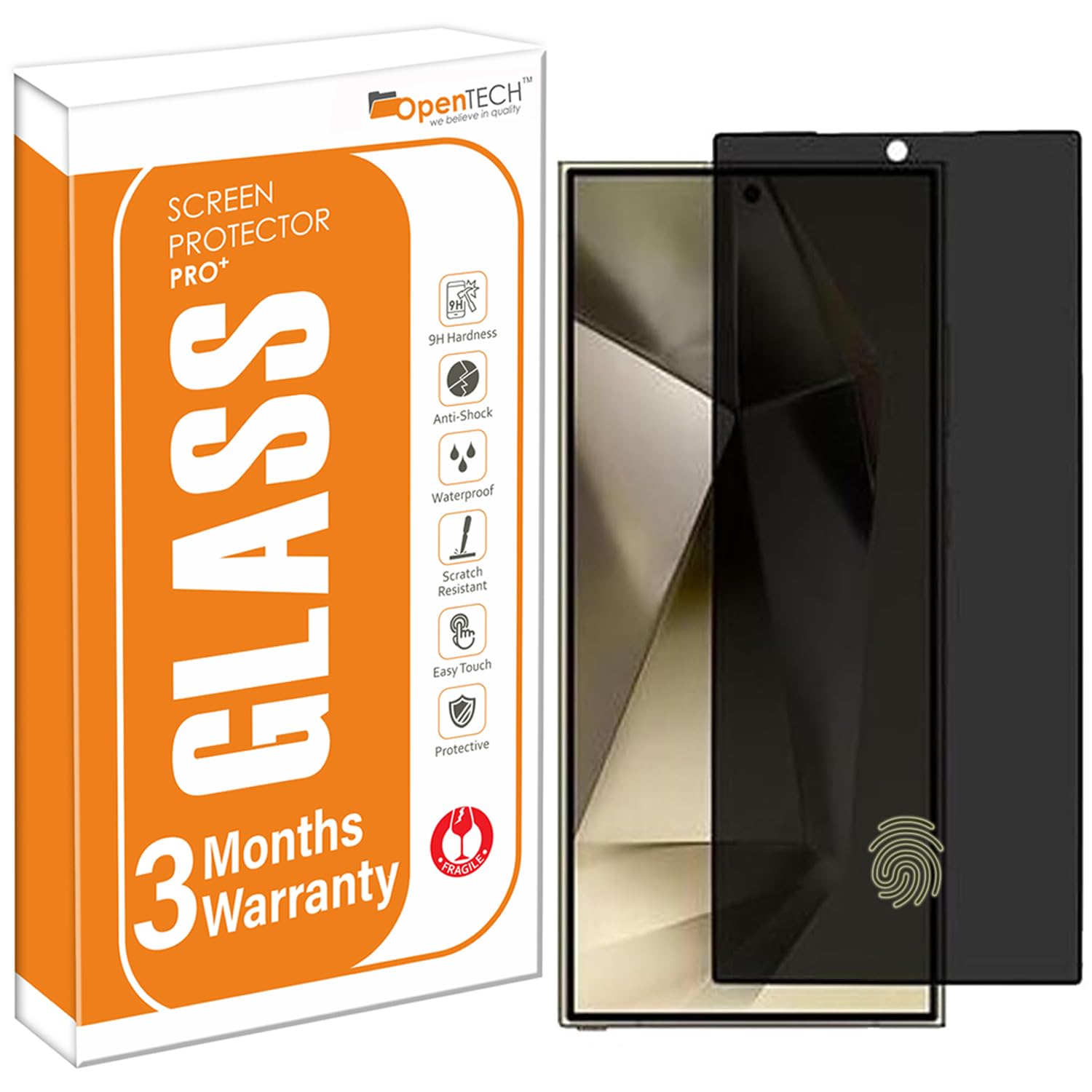 OpenTech® Privacy Tempered Glass Screen Protector Compatible for Samsung Galaxy S25 Ultra with Edge to Edge Coverage and Easy Installation kit