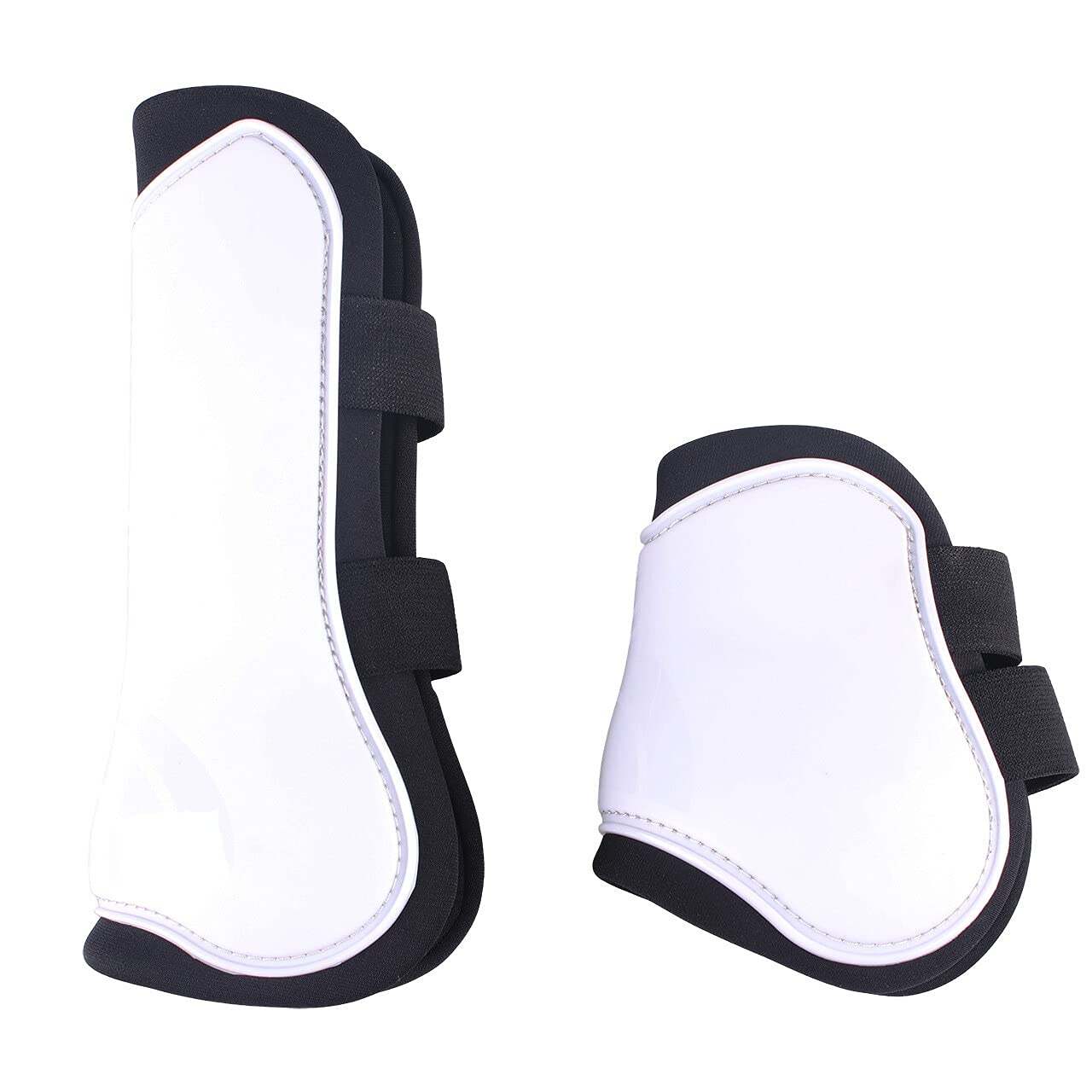 QHP Gamaschen-Set vorne und hinten 4er Set Polyurethan mit Neoprenfutter (Pony, weiß)