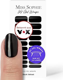 Miss Sophie - Láminas de gel UV para uñas de gel UV, color negro, 20 unidades