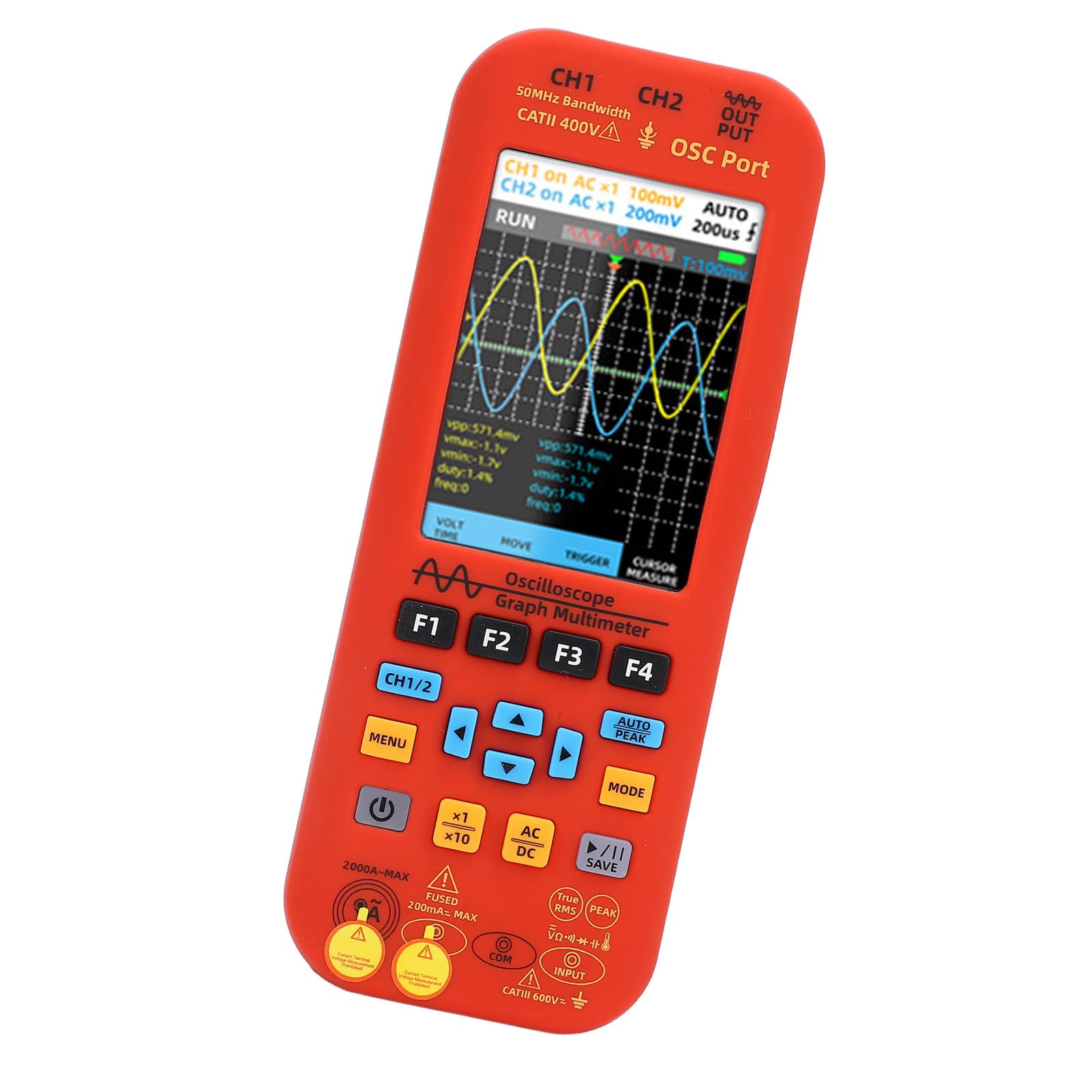 Oscilloscopio Multimetro Generatore di Segnale Oscilloscopio Portatile Digitale a 2 Canali con Copertura Protettiva in Silicone