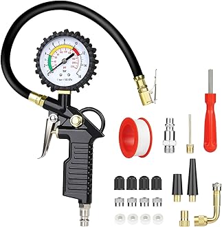 Tyre Pressure Gauge, 220 PSI Tyre Inflator with Pressure Gauge Air Compressor, Valve Air Chuck for Heavy Duty Car Motorcycle Bicycle