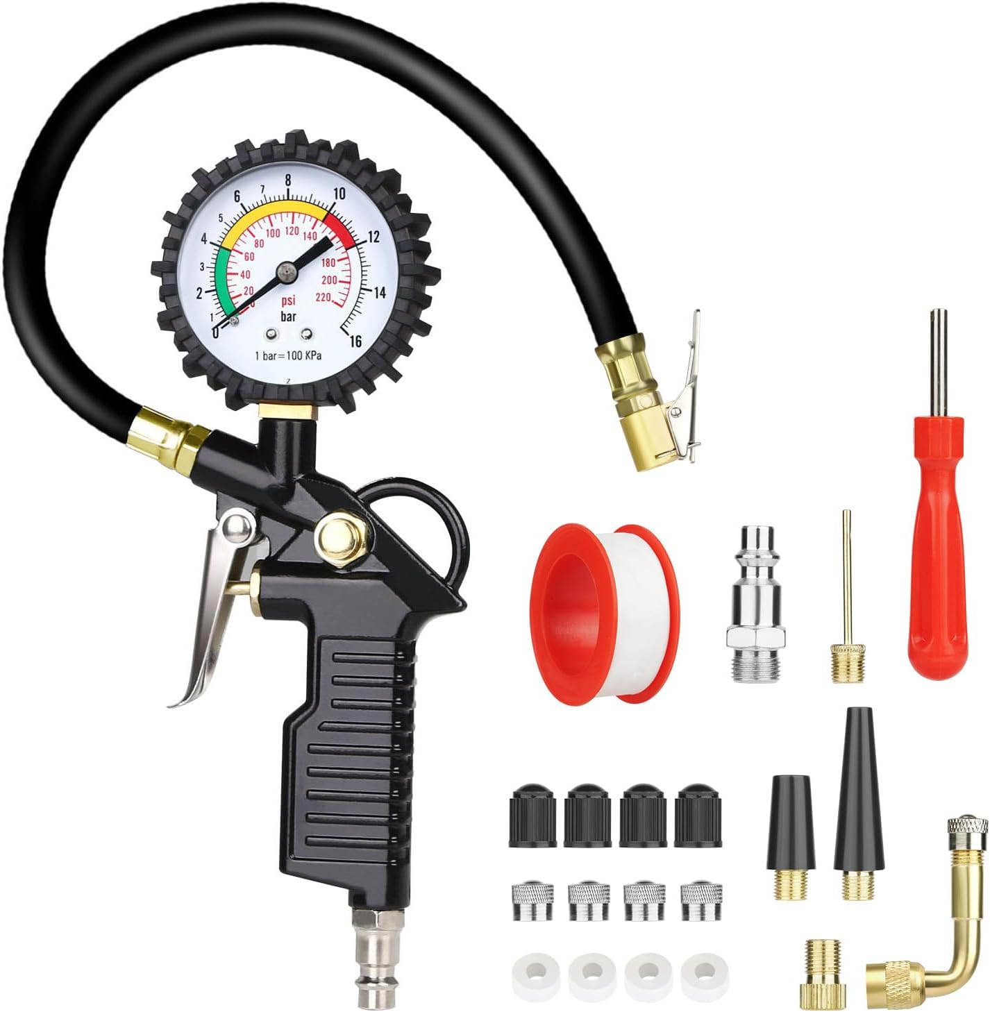 URAQT 220 PSI 3-in-1 Tire Inflator Gauge