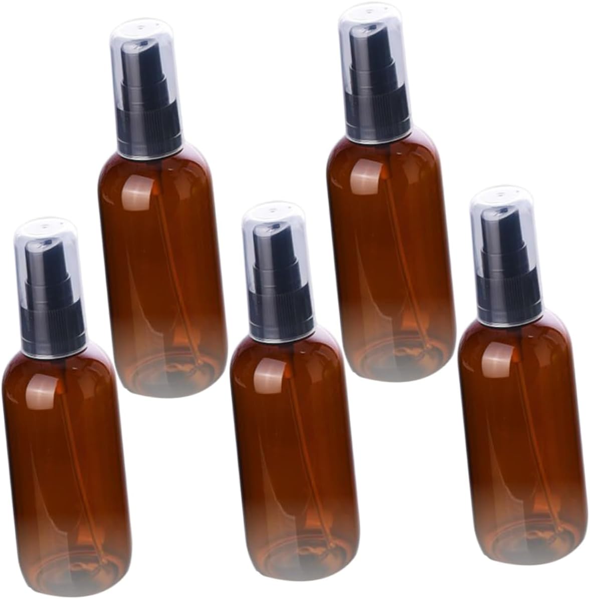 MERRYHAPY 5 Pack 50ml PET Plastic Spray Bottles with Cap Refillable Brown