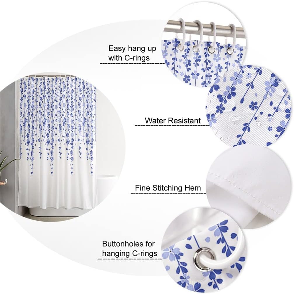 Cherry Blossom Flower Spring Shower Curtains Waterproof Polyester Bath Curtain Bathroom Decor(122x183cm)