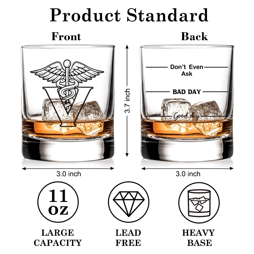 RZHV Veterinary Old Fashioned Whiskey Glass, Funny Thank You Christmas Retirement Gifts for Veterinarian Assistant Medical Hygienist Doctor Nurse Coworker Men, Graduation Gifts for Veterinary Student