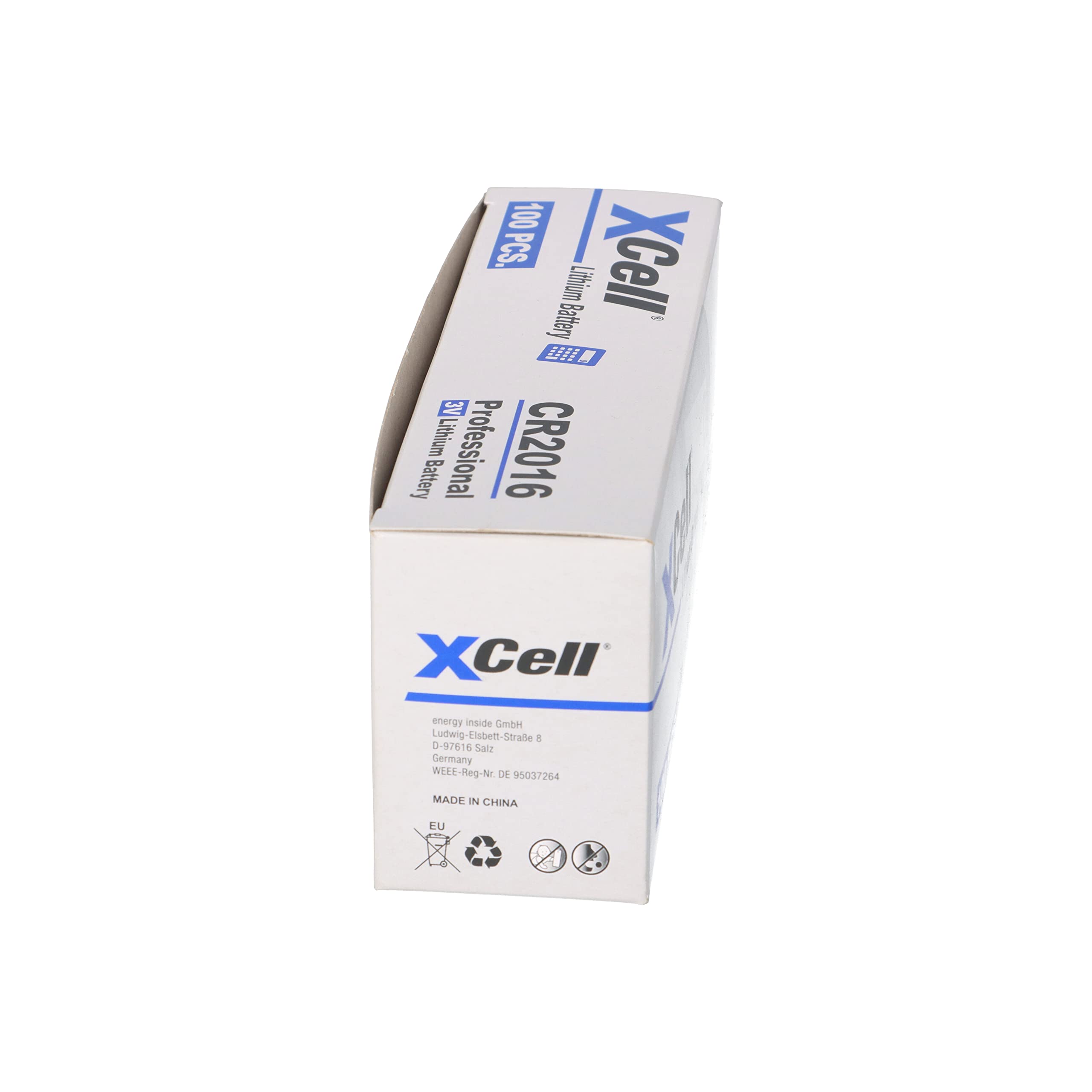 Lot de 100 piles bouton au lithium CR2016 3 V / 90 mAh (20 x 5) - Haute performance - Pour les applications professionnelles