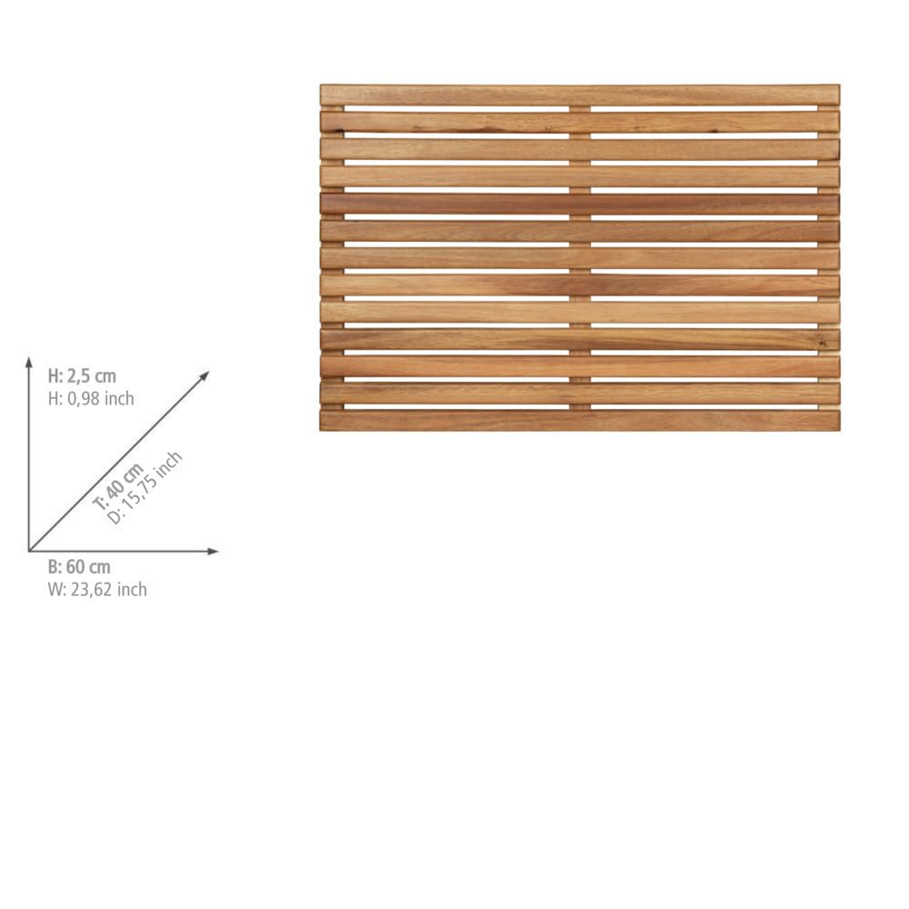 WENKO Duschrost Indoor & Outdoor Mod. Acacia, aus Akazienholz für den Innen- und Außenbereich, für Dusche oder Pool, rutschhemmend, 55 x 55 cm