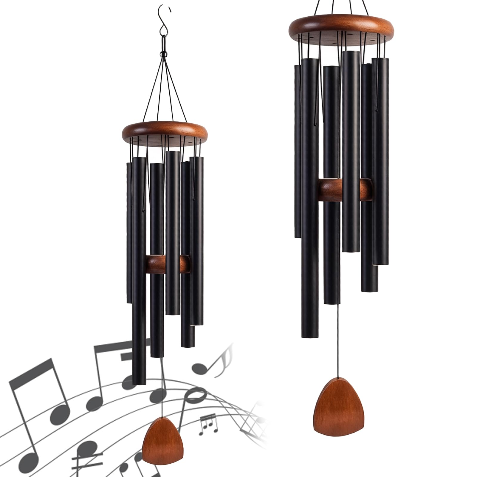 Wind Chimes for Garden, Outdoor Garden Decor, Memorial Wind Chime for Home Relaxation, Classic Retro Decor Windchimes for Garden Home Yard Indoor and Outdoor Decor (Black)
