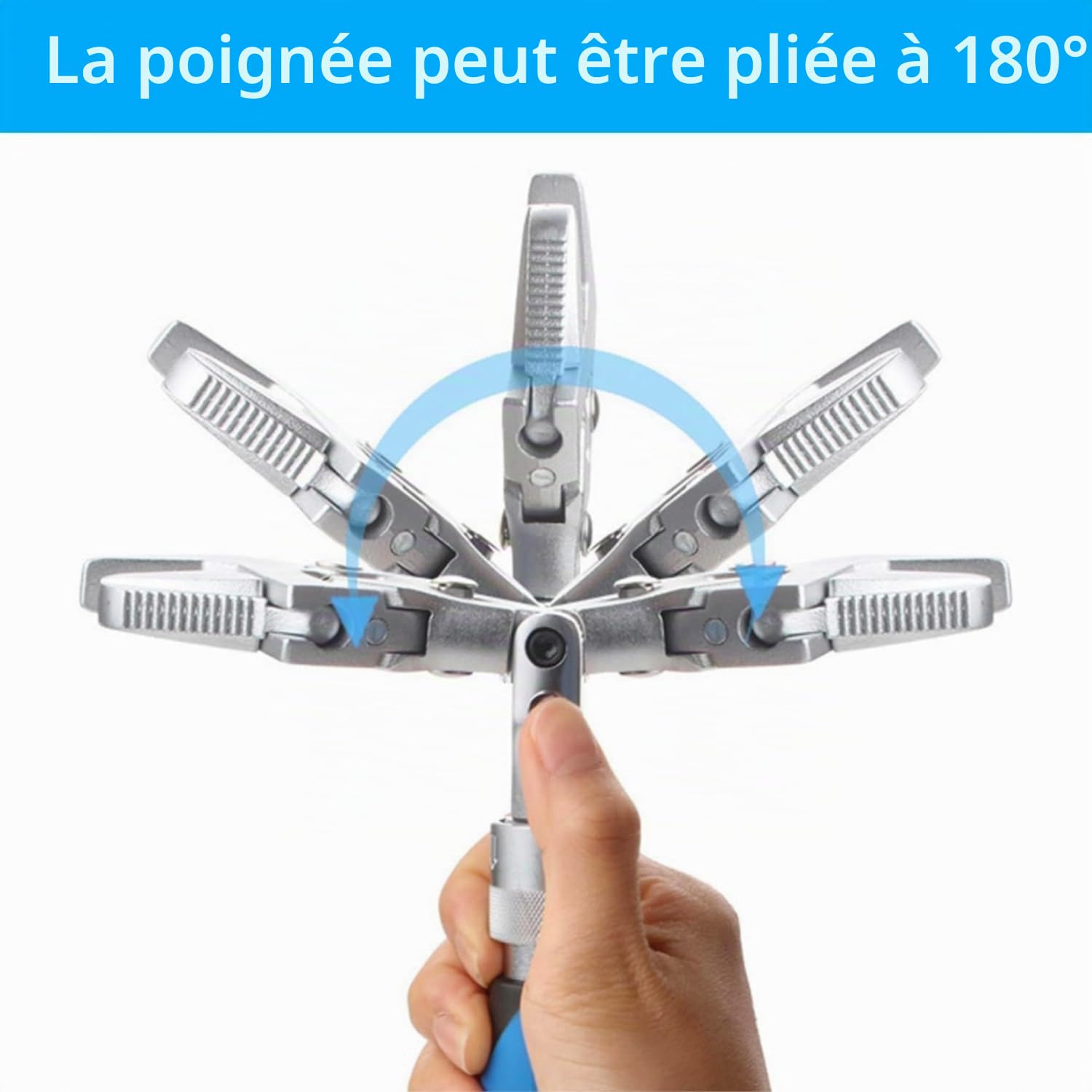 Flexhead Clé à cliquet réglable de 10 à 12 pouces avec tige d'extension rétractable et clé réglable à tête pivotante de 180 °
