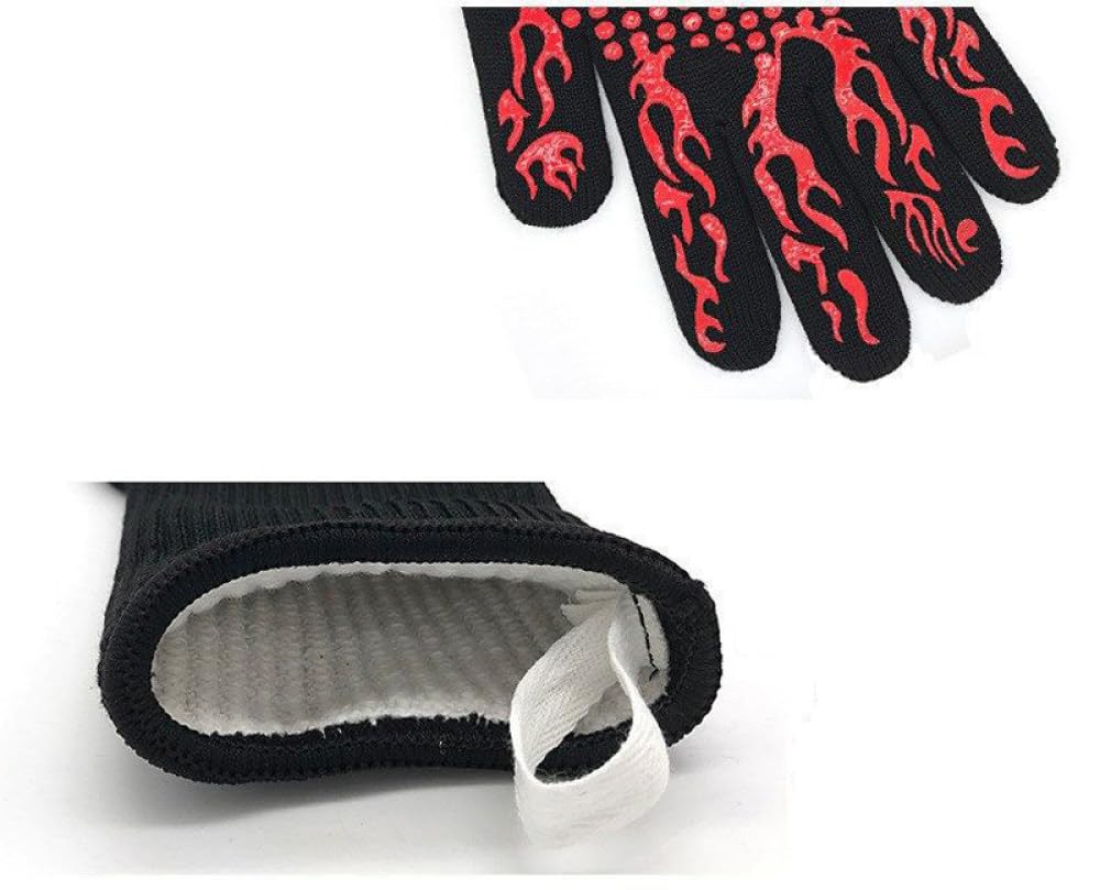 Guantes para Barbacoa Guantes para Horno Resistentes al Calor Ollas de Cocina de Silicona Guantes para Barbacoa Guantes para Horno microondas, un par Negro