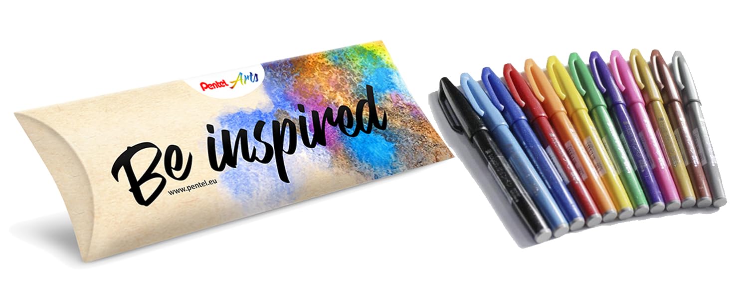 Pentel SES15C Brush Sign Pen pennarello punta fibra flessibile 12 colori ass.ti