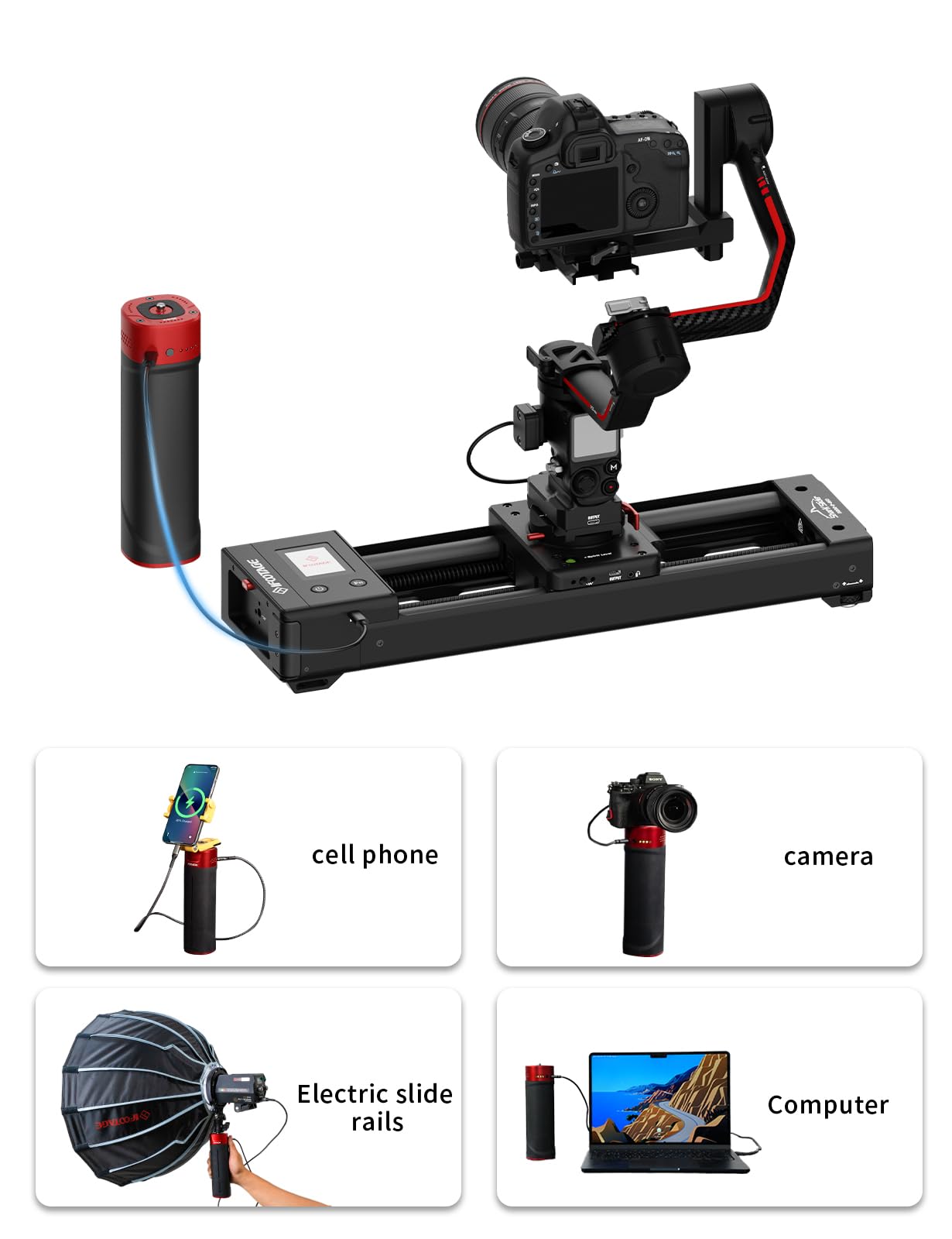 IFOOTAGE Shark Slider Nano II-660 (66cm) Motorisierter Kamera Slider,Mobile APP/IPS-Touchscreen-Steuerung,360°-Panoramaaufnahme, Extrem Leise,Tragkraft bis zu 3.5kg