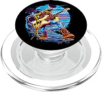 Vista 1 de Retro 80s 90's Streetwear rocker lizard bass guitar player PopSockets MagSafe PopGrip for iPhone
