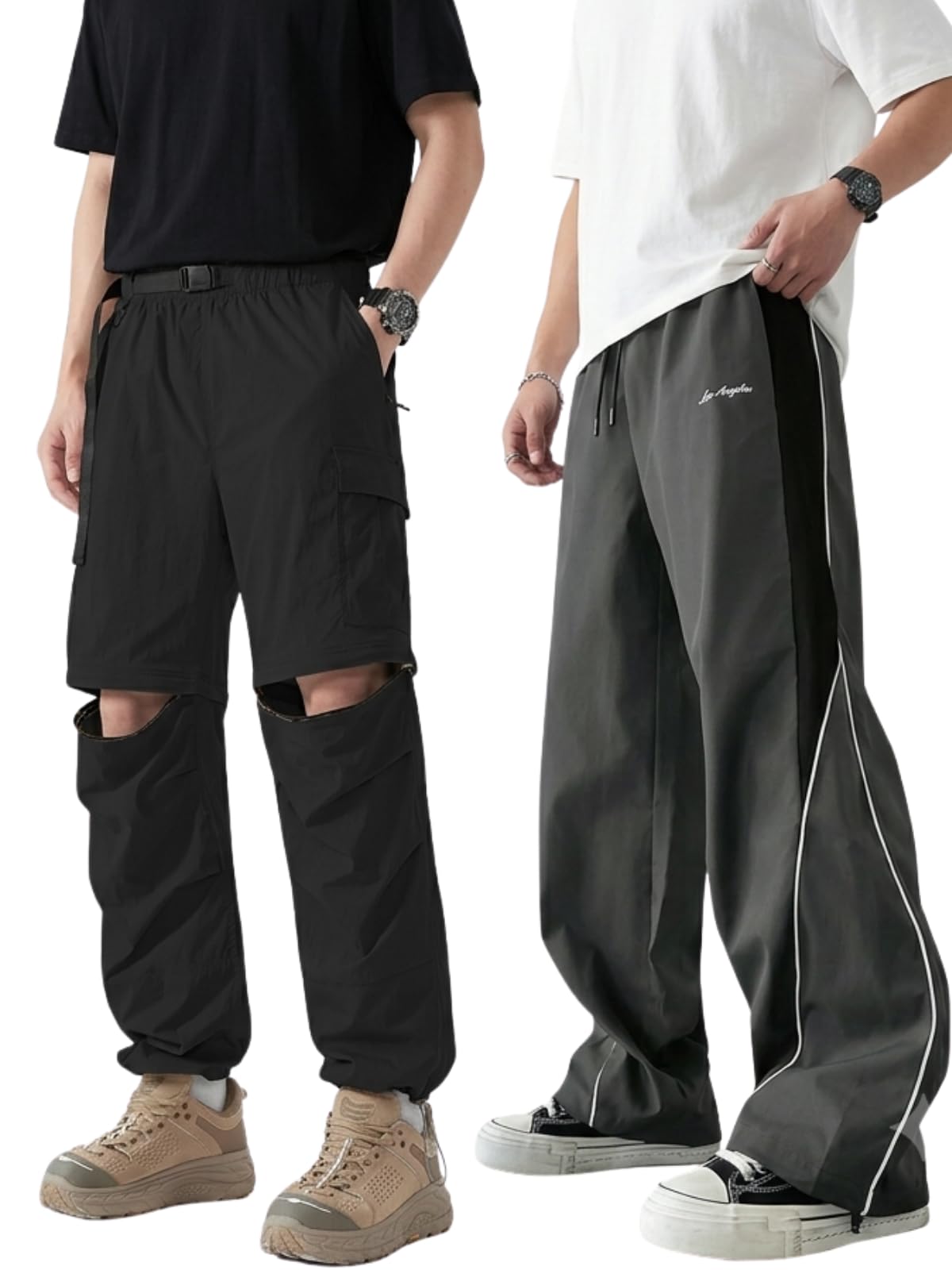 Track Pants for Men Baggy Wide Leg Korean Streetwear Trousers | Relaxed Fit Baggy Pants for Men with Drawstring Waist | Casual Oversized Lower for Travel, College & Everyday Wear-image-30