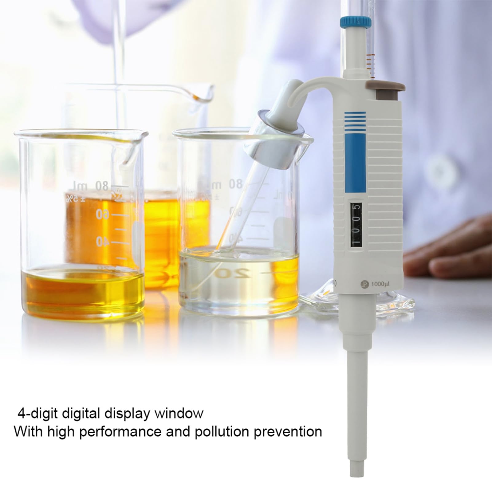 P1000 Pipett - Pipeta de laboratorio manual de un solo canal ajustable para laboratorio Sterilize Micro Pipeta 100-1000µl