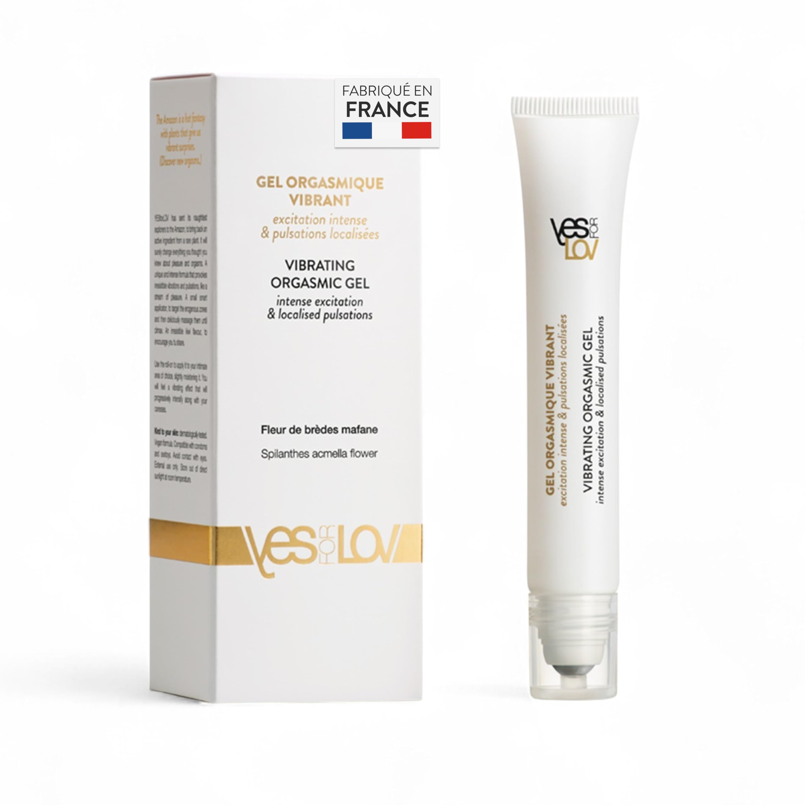 YESforLOV Gel Intime Aphrodisiaque Effet immédiat Femme et Homme, Effet Chauffant & Pulsations Localisées, Gel Naturel, Sensibilité & Jeux Érotiques - Saveur Kiwi - 20ml
