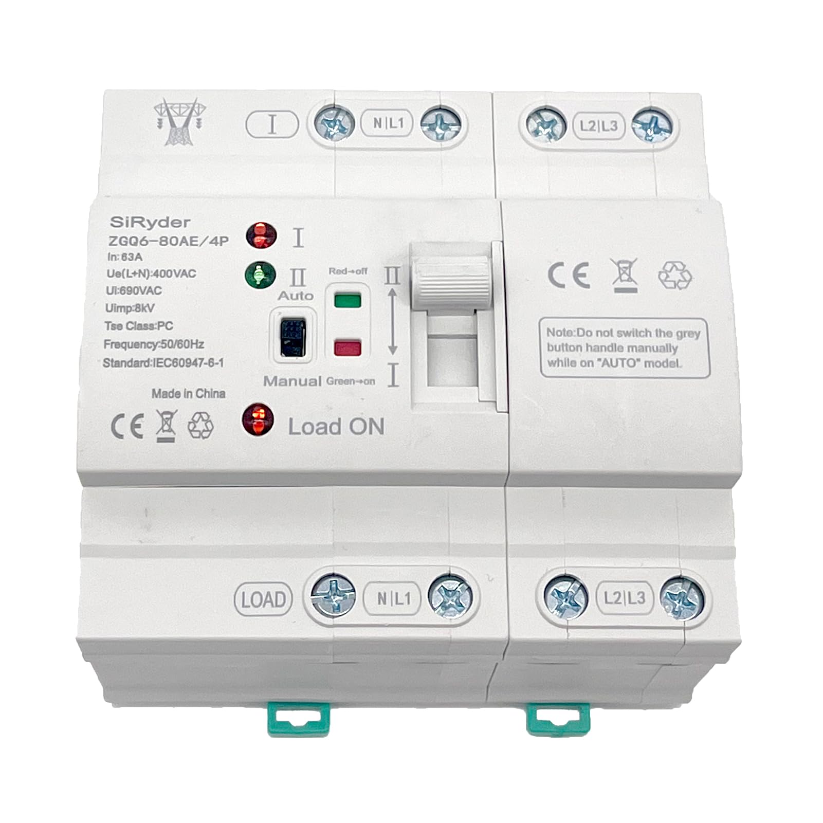 Automatischer Transferschalter 220V DIN Schiene 4P 63A ATS Dual Power Notstrom Umschalter