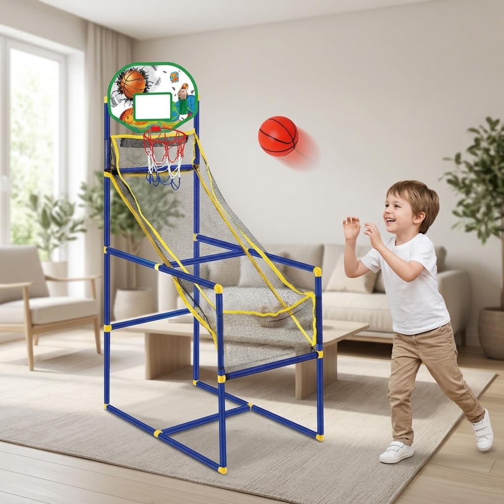 Basket Gonfiabile Portatile per Bambini, da Esterno e da Camera, Set Completo Pompa