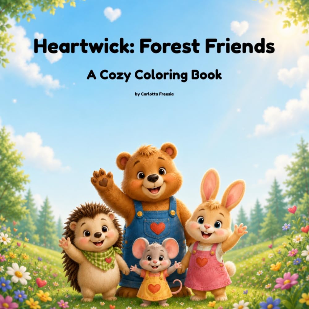 Heartwick: Forest Friends: A Cozy Woodland Animal Coloring Book for Kids, Teens & Adults