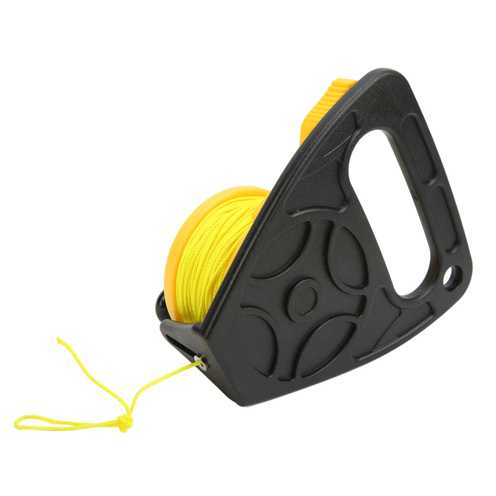Hand Fishing Reel, Nylon Thread Rope Reel with Thumb Stopper Dive for Snorkeling (Yellow Wheel)