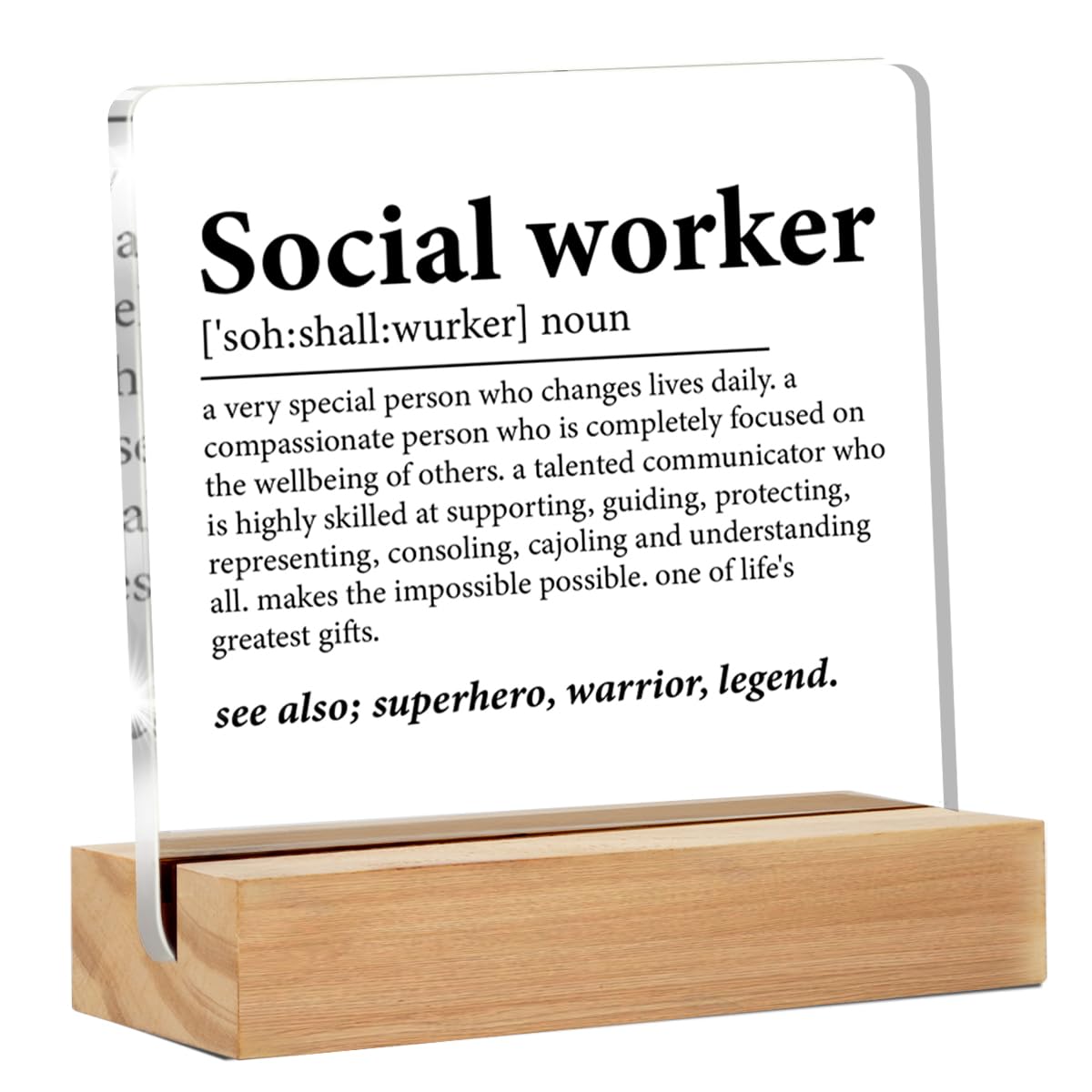 Social Worker Gifts for Women Men, Appreciation Gift for Social Worker Desk Decor Clear Acrylic Desk Decorative Sign Home Office Decoration, 4 x 4 Inches