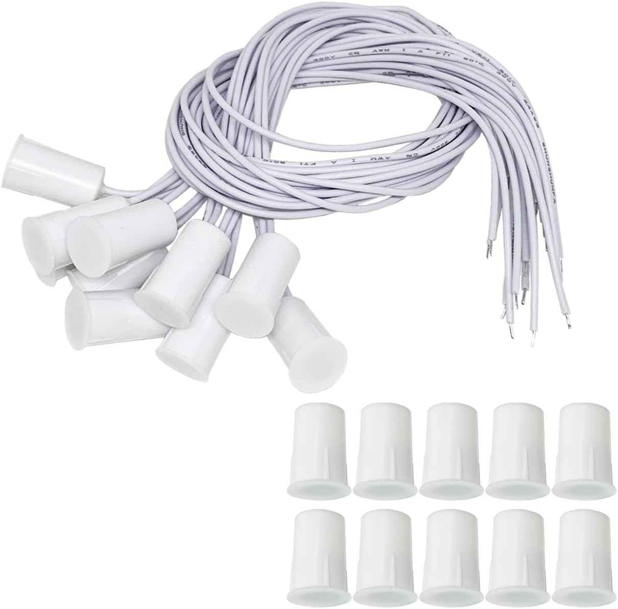 10Pcs RC-33 NC Recessed Wired Security Window Door Contact Sensor Alarm Magnetic Reed Switch White