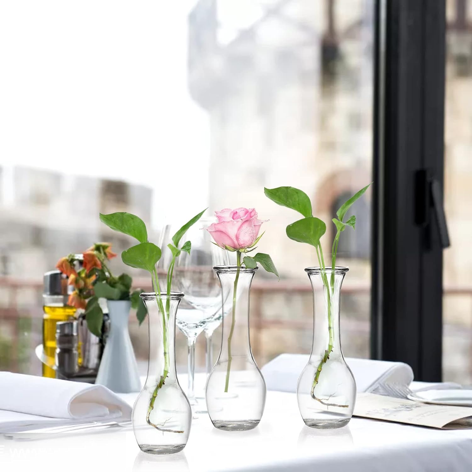 ZOOFOX Set of 16 Glass Bud Vase, Small Vases for Single Rose, Clear Glass Flower Bottle for Rustic Wedding Centerpieces, Home Table Flower Decor, Floral Arrangements - Image 5