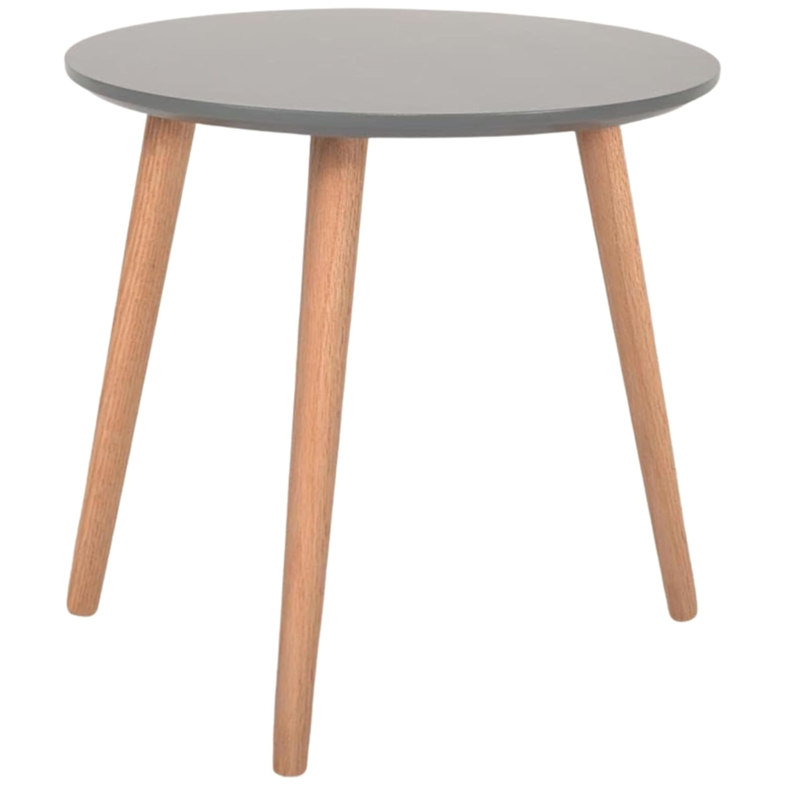 AAMEN Modern Style Scandinavian Grey Coffee Table, Round Coffee Table, Living Room Oak Side Table, Sleek Design End Table With Grey Table Top & 3 Sturdy Bamboo Side Table Legs