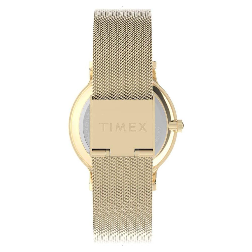 Timex Transcend TW2Y10300 - Orologio da donna da 34 mm, cinturino in maglia color oro e quadrante argentato