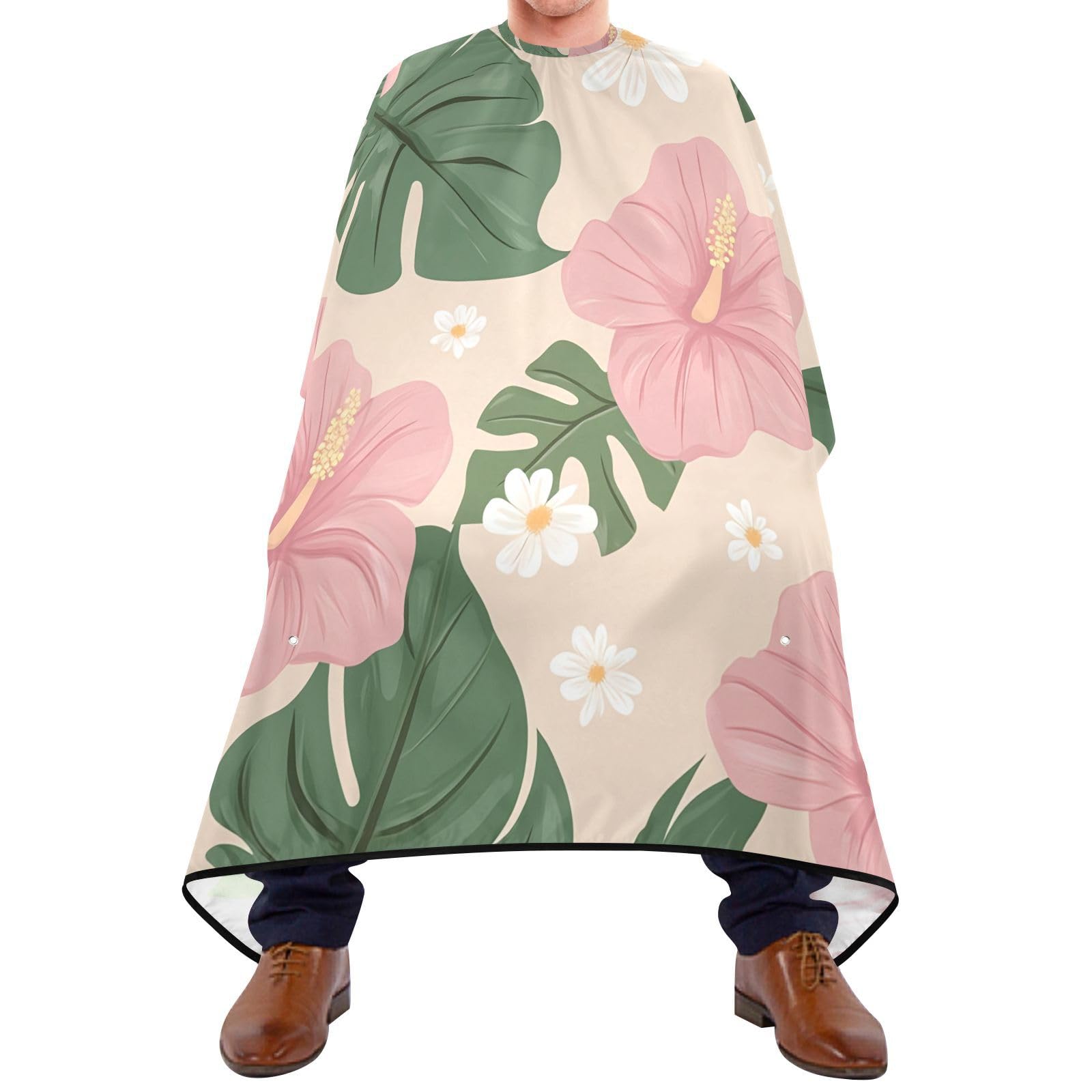 Hezely Tropical Flowers Hair Dye Cape, Barber Cape for Adults,Waterproof Salon Cape,Waterproof Hairdressing Styling Hair Cutting, 65