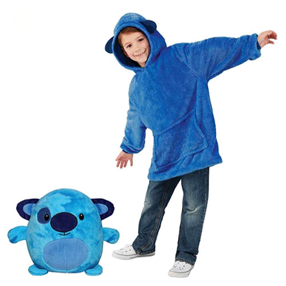 Baogela Blue Child Blanket Sweatshirt Pets Hoodie Plush Animals Turn Into Oversized Hooded Sweatshirt With Giant Pocket Pullover Jumper Bathrobe Pajama Pillow One Size Fits All
