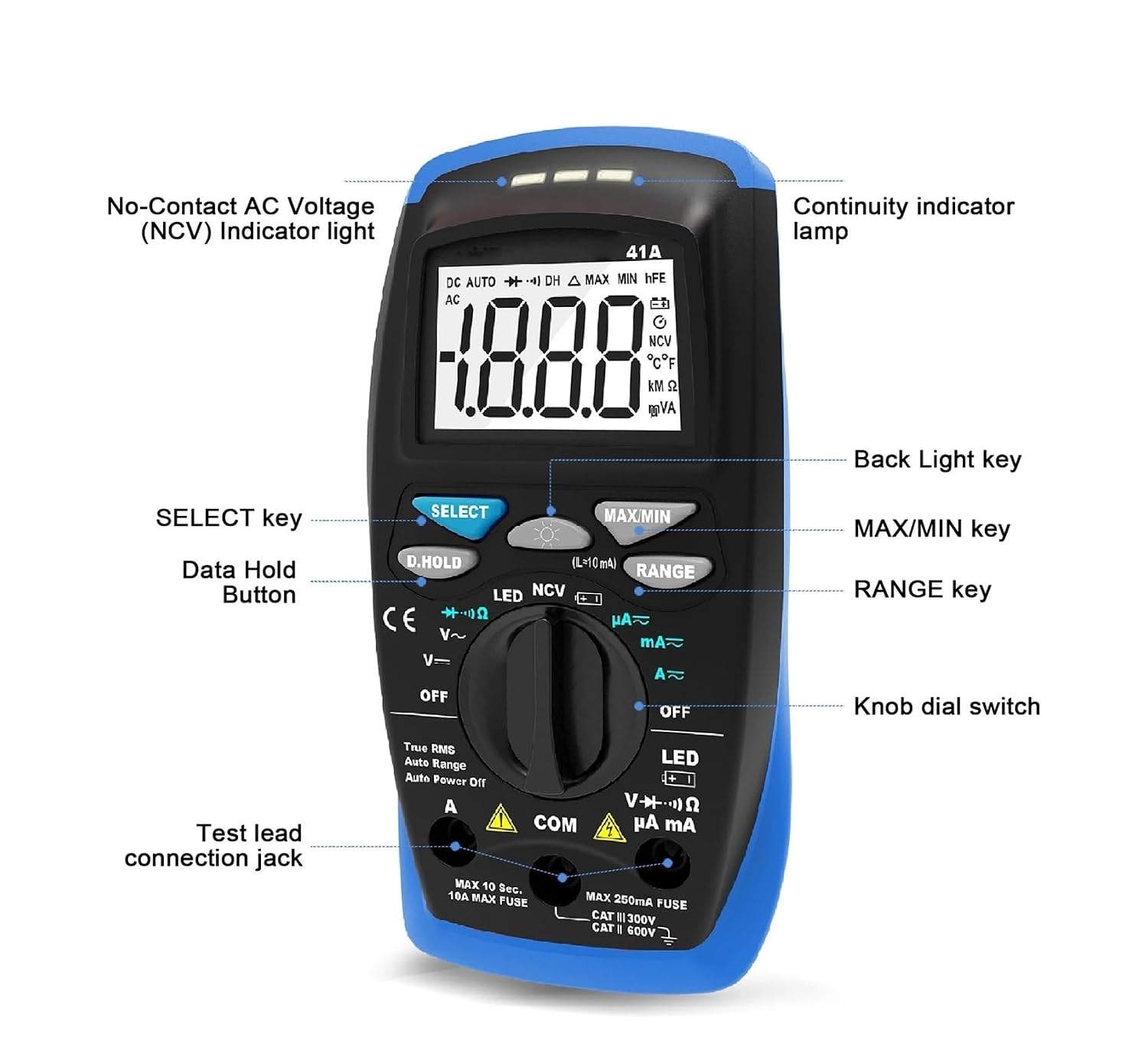 Multimeter 41A, Used for Measuring DC Voltage and Current 2000 Count